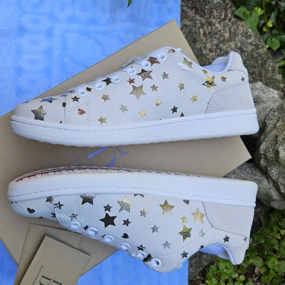 Ellen Degeneres Chapastar Sneakers White Leather Gold Star Print 9M & 9-1/2 NWT - Picture 4 of 16